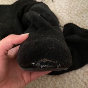 Thigh high chunky wedge boots